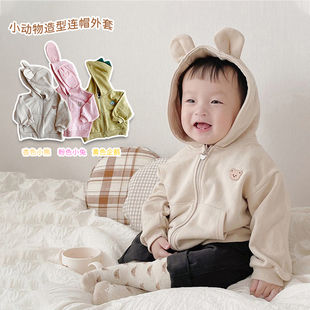 2022秋款韩版儿童小外套 ins小动物造型夹克婴儿外套连帽秋装上衣