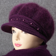 秋冬季针织帽女冬天户，外加绒加厚奶奶帽，中老年防寒保暖毛线帽