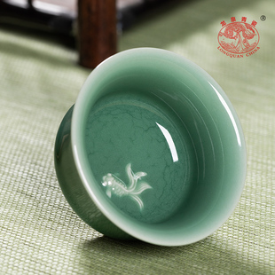 龙泉青瓷茶杯主人杯单杯家用陶瓷手工功夫茶具，高端个人专用品茗杯