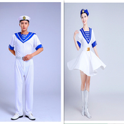 军体操比赛海军装儿童，白色海军男女水手表演服装，军帽兵娃娃演出服