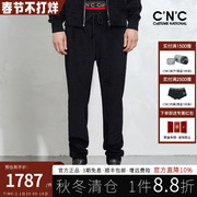 CNC品牌男装黑色丝绒卫裤加厚秋冬保暖复古套装运动休闲裤