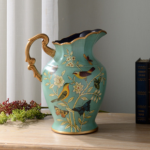 美式陶瓷花瓶复古摆件客厅插花家居装饰花仿真花假花工艺品摆设