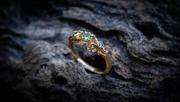 印尼Branch㊣ 手作优雅华丽14K黄金树枝花朵镶嵌天然宝石戒指