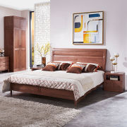 光明家具简约现代橡木实木床1.8实木床空体卧室床箱体床拉杆床婚