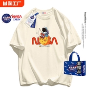 NASA联名纯棉短袖t恤男女装夏季美式复古宽松五分袖情侣同款上衣