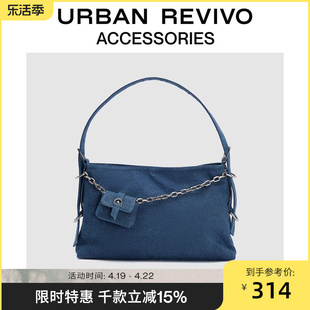 urbanrevivo2024春季女士，复古牛仔单肩斜挎包uawb40069