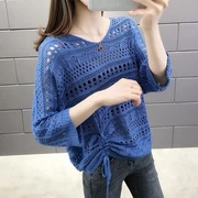 春夏女装绿色洞洞，衫镂空针织衫罩衫，薄款蝙蝠衫连衣裙两件套裙