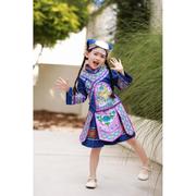 儿童凉山彝族服装演出服女童，少数民族楚雄羌族舞蹈，服长袖套装