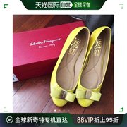 香港直邮ferragamo菲拉格慕女士黄色漆皮平底鞋584306潮流时尚