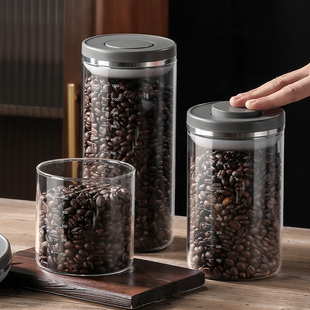 lissa咖啡豆保存罐按压抽真空玻璃密封咖啡粉，糖罐食品级储存罐子