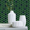 绿色六角陶瓷马赛克拼图背景墙时尚高端洗手间飘台吧台墙砖地砖