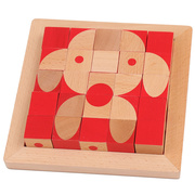 脑立方魔方桌面游戏，3d立体方块积木，木质拼图六面画儿童益智玩具