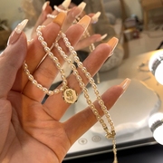 法式玫瑰珍珠项链2024年女气质名媛风高级感小众设计锁骨链女