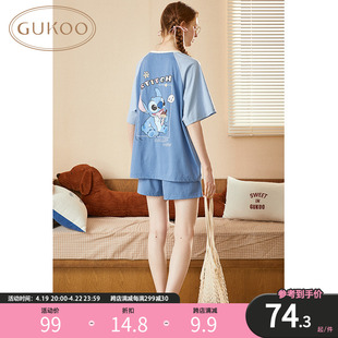 Gukoo/果壳睡衣女夏短袖IP系列卡通棉质睡眠家居服套装女