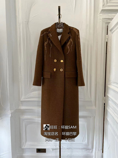法国巴黎 Schiaparelli 夏帕瑞丽 23秋冬棕色双排扣大衣外套