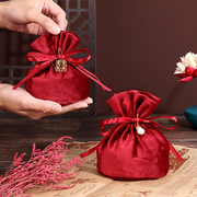喜糖袋子结婚礼盒装糖果袋中式婚庆用品抽绳包装瓜子花生丝绒布袋