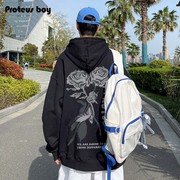 ProteusBoy卫衣男连帽冬季男士加绒加厚潮牌衣服美式春秋外套