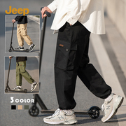 jeep吉普休闲裤男士春季宽松直筒复古长，裤子美式运动工装裤男
