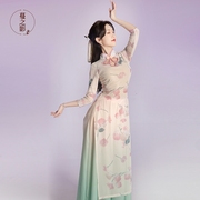 中国风古典舞旗袍上衣舞蹈纱衣练功服民族舞连衣裙舞蹈表演服装女
