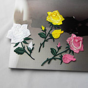 刺绣玫瑰花布贴小号，补洞贴花箱包，装饰小饰品背胶熨烫3色可选