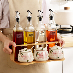 日式调料盒收纳组合装调味罐，厨房用品家用大全味精油盐酱醋瓶套装