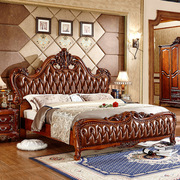 欧式a皮床实木床双人床，1.8米太子床主卧婚床，床头柜雕花床卧室