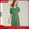 HAVVA2024夏季绿色波点连衣裙女气质短款法式泡泡袖裙子Q2006