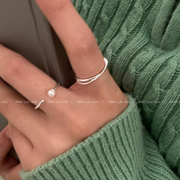 珍珠开口细戒时尚个性食指戒小众，设计戒指2023年潮高级感指环