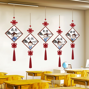 古风传统文化墙贴纸，自粘幼儿园环创教室，班级墙面装饰励志贴画布置
