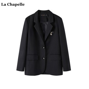 拉夏贝尔/La Chapelle秋季高级感黑色西服女气质百搭西装外套