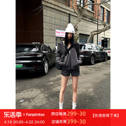 fanptntox时尚套装女春夏，连帽开衫卫衣，修身显瘦短裤两件套潮