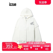 izzue女装拉链连帽卫衣2022春季潮流时尚假两件叠层3101