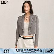 LILY2024夏女装设计感一粒扣都市通勤宽松超短款休闲西装外套