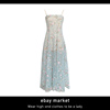 ebay原版海边度假仙气超仙的森系重工网纱刺绣蕾丝吊带连衣裙