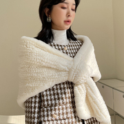 韩国獭兔毛披肩皮草披肩，女冬季保暖獭兔，双面皮草围巾新娘礼服披肩