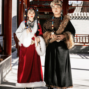 藏服服装女西藏毛领，汉元素藏袍长裙，男少数民族舞蹈服藏装套装秋冬