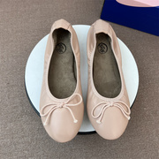 蝴蝶结圆头蛋卷鞋舒适界，天花板法式平底芭蕾舞鞋，春秋大码单鞋