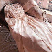 真丝睡袍女睡裙，长款性感吊带裙睡衣，长袖两件套家居服丝绸浴袍