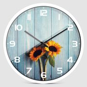 简约现代向日葵挂钟创意，个性小清新静音，时钟客厅卧室家用石英钟表