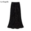 拉夏贝尔/La Chapelle2024高级感丝绒亮片鱼尾半身裙包臀裙女