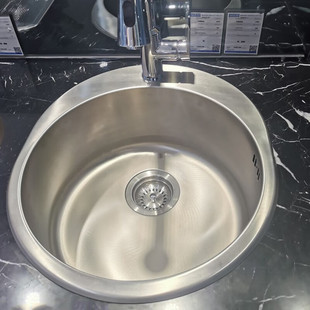 科勒水槽圆型洗菜盆不锈钢，单槽台上台下两用厨盆吧台茶水间洗碗池