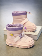 女童雪地靴冬季2023加绒加厚儿童棉鞋，中大童简约女款东北棉靴