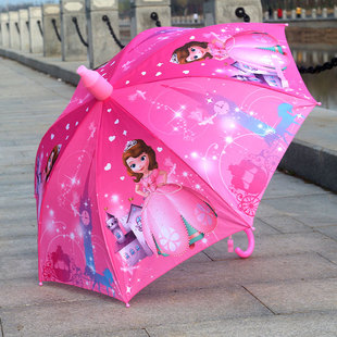 小女孩女童公主卡通可爱长柄雨伞小学生防晒晴雨伞半自动宝宝上学