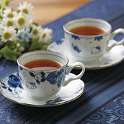 日本制日式蓝唐草hellokitty陶瓷，咖啡杯碟套装碗马克杯茶杯餐具
