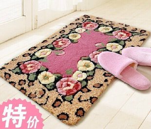 紫薇花朵进门地毯客厅茶几卧室床边地毯防滑水洗进门过道地毯
