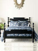 美式实木床双人床1.8米简约现代1.5主卧婚床大床黑色储物床定制