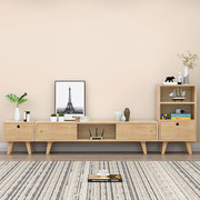 全实木电视柜北欧风，时尚现代简约小户型客厅，松木茶几组合地柜松木