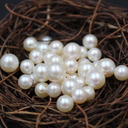 天然珍珠近正圆配对裸珠2-8m半孔淡水珍珠散珠 DIY饰品圆珠子