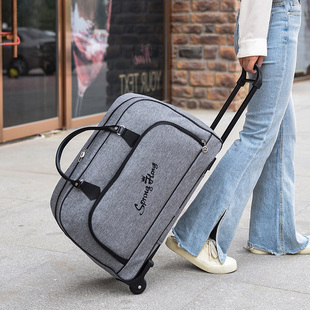 大容量手提行李包带轮子的旅行袋，防水登机箱，可折叠拉杆包女行李袋