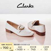 clarks其乐女鞋年秋季白色羊皮，乐福鞋豆豆鞋单鞋舒适平底鞋